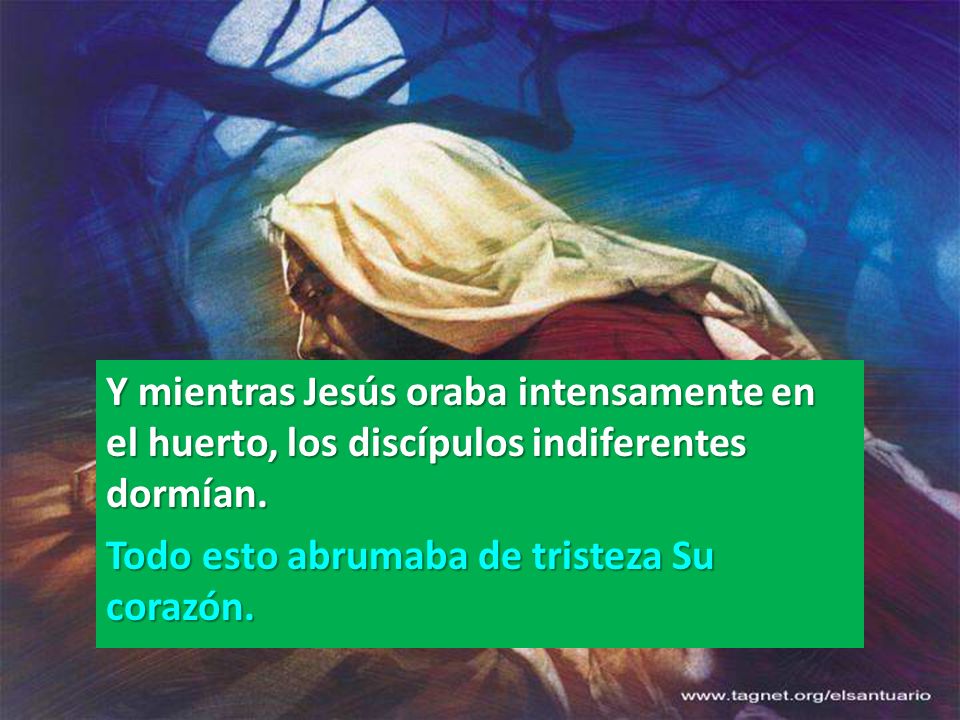 Y mientras Jesús oraba intensamente en el huerto, los discípulos indiferentes dormían.