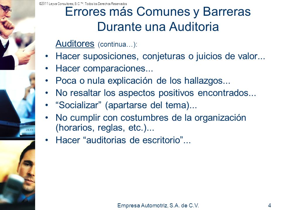 Errores más Comunes y Barreras Durante una Auditoria