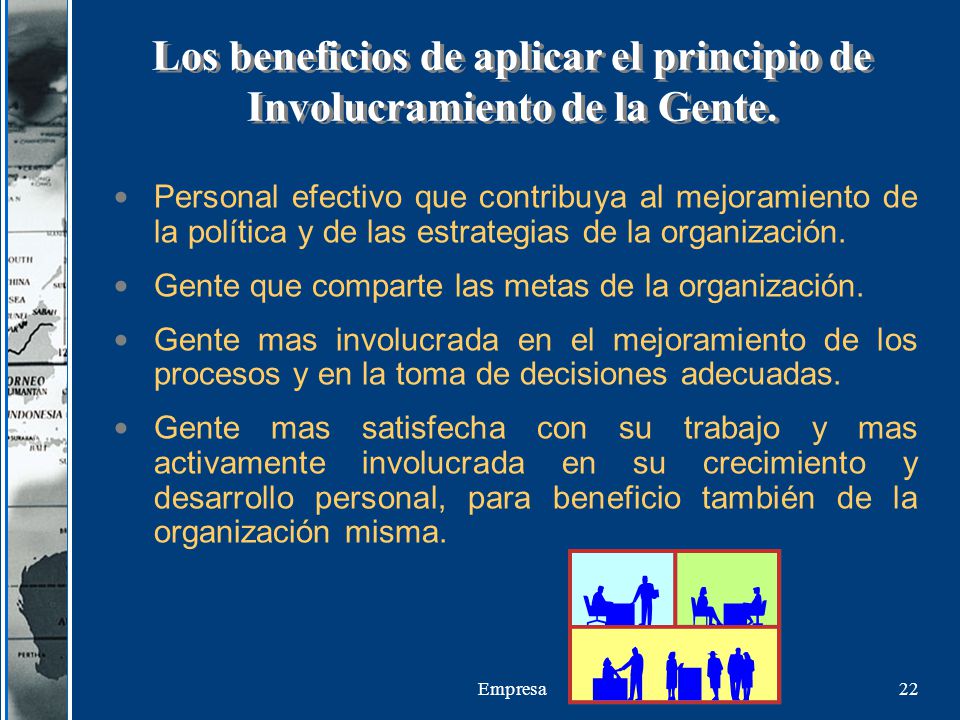Los beneficios de aplicar el principio de Involucramiento de la Gente.