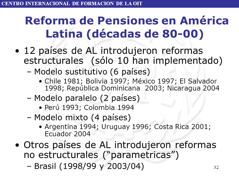 Reforma de Pensiones en América Latina (décadas de 80-00)