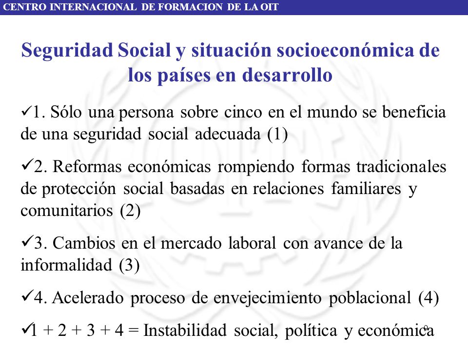 Seguridad Social y situación socioeconómica de los países en desarrollo