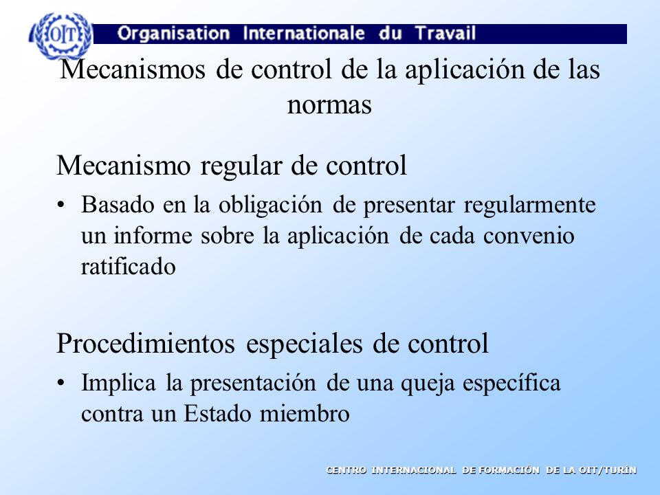 Mecanismos de control de la aplicación de las normas
