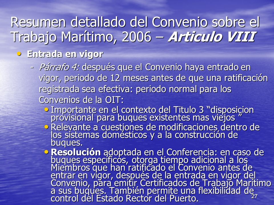 Resumen detallado del Convenio sobre el Trabajo Marítimo, 2006 – Articulo VIII