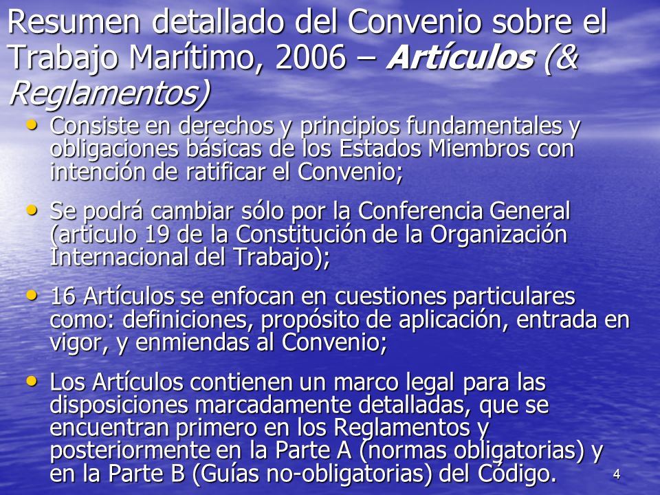 Resumen detallado del Convenio sobre el Trabajo Marítimo, 2006 – Artículos (& Reglamentos)