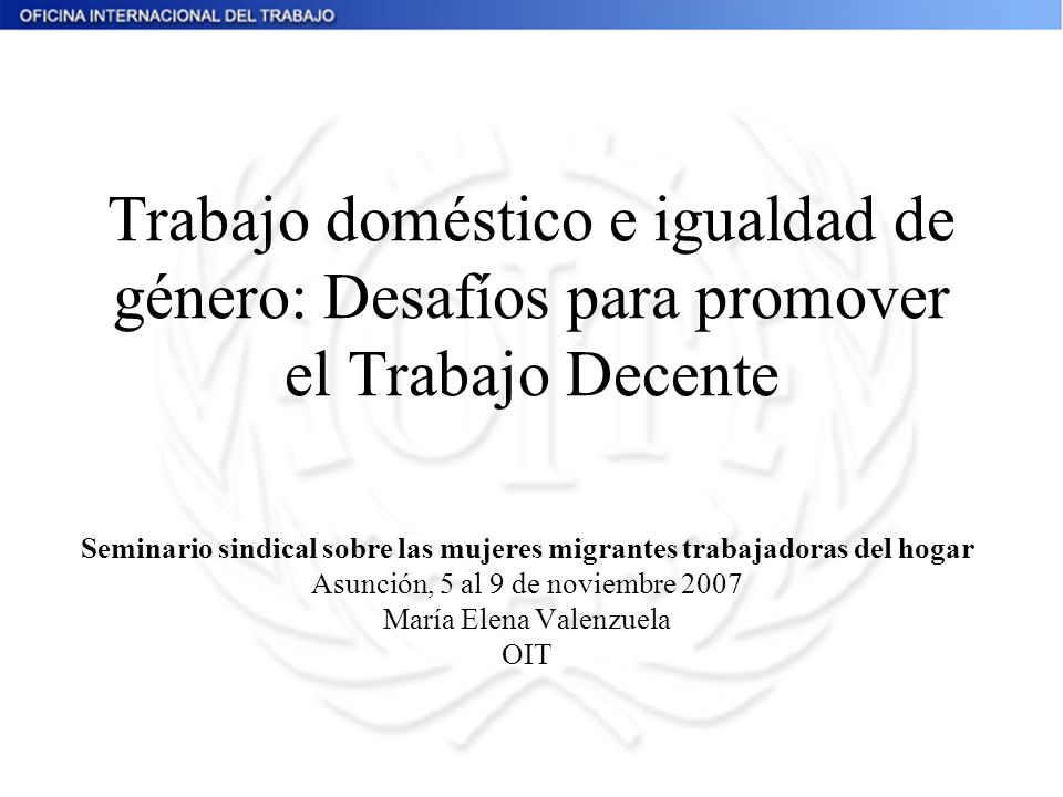 Trabajo doméstico e igualdad de género: Desafíos para promover el Trabajo Decente