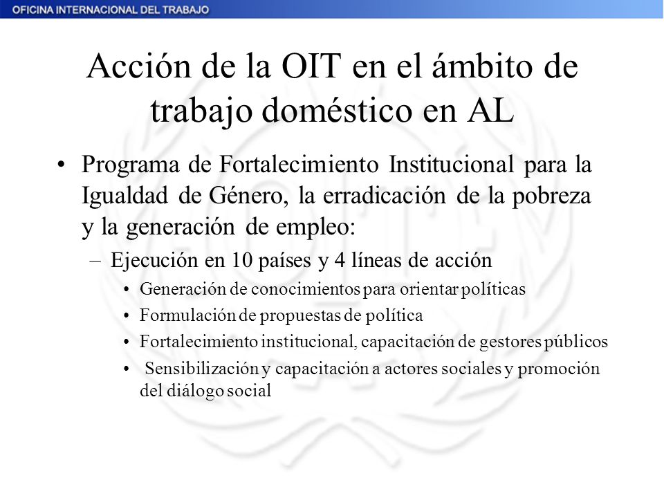 Acción de la OIT en el ámbito de trabajo doméstico en AL