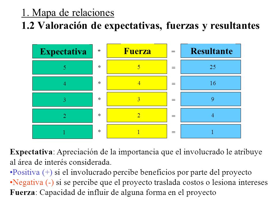 1. Mapa de relaciones 1.2 Valoración de expectativas, fuerzas y resultantes