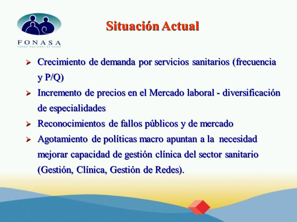 Situación Actual Crecimiento de demanda por servicios sanitarios (frecuencia y P/Q)