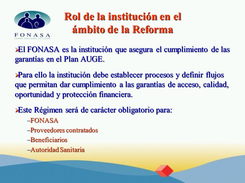 Rol de la institución en el ámbito de la Reforma