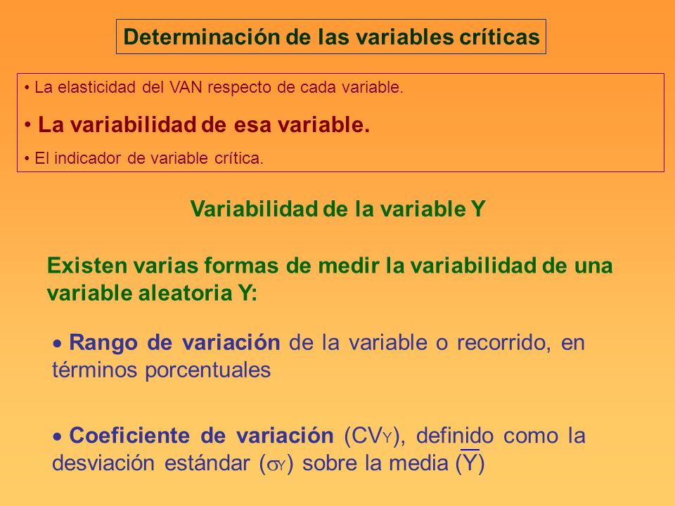 Determinación de las variables críticas Variabilidad de la variable Y