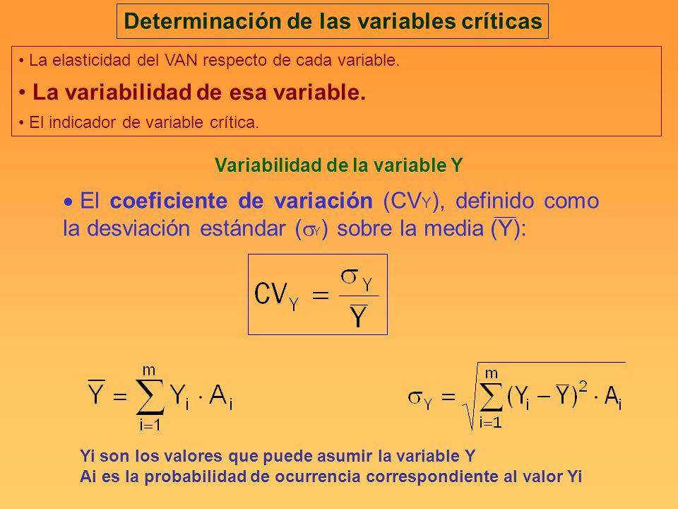 Determinación de las variables críticas Variabilidad de la variable Y