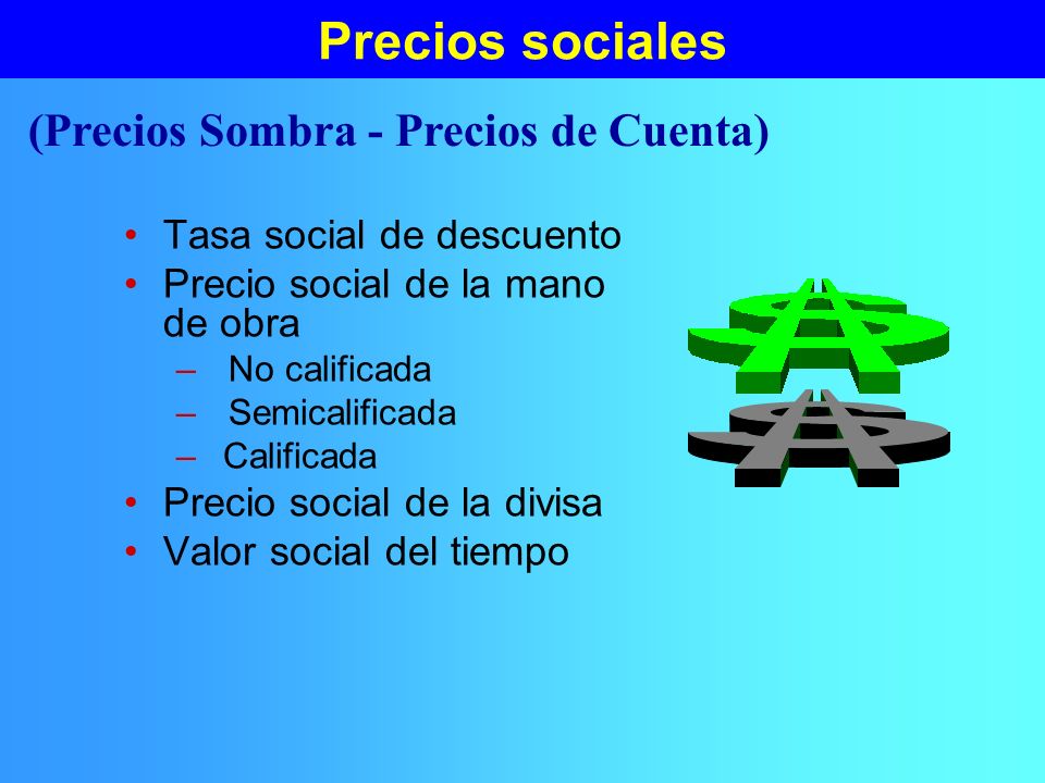 Precios sociales (Precios Sombra - Precios de Cuenta)