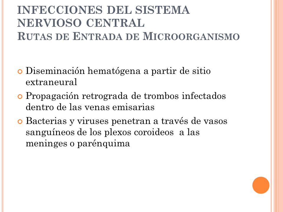 INFECCIONES DEL SISTEMA NERVIOSO CENTRAL Rutas de Entrada de Microorganismo