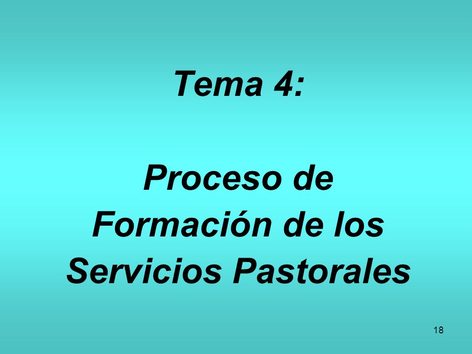 Tema 4: Proceso de Formación de los Servicios Pastorales