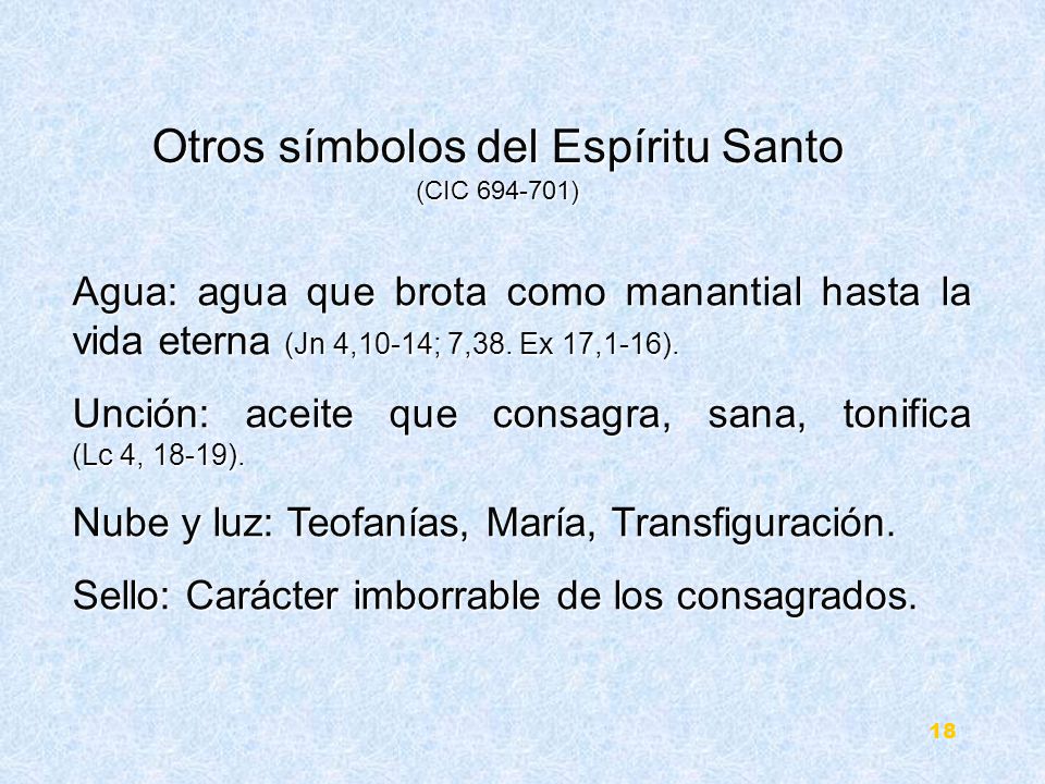 Otros símbolos del Espíritu Santo (CIC )