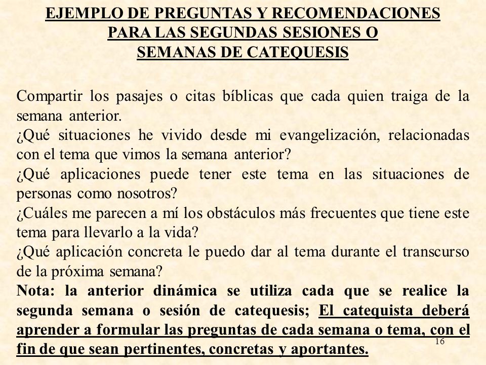 EJEMPLO DE PREGUNTAS Y RECOMENDACIONES PARA LAS SEGUNDAS SESIONES O