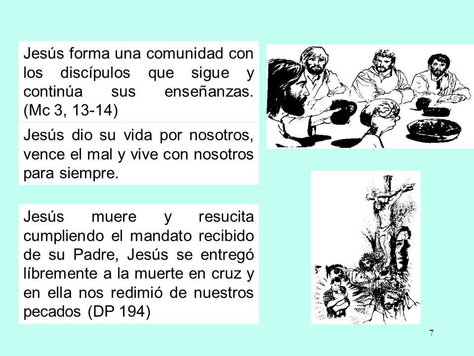 Jesús forma una comunidad con los discípulos que sigue y continúa sus enseñanzas. (Mc 3, 13-14)