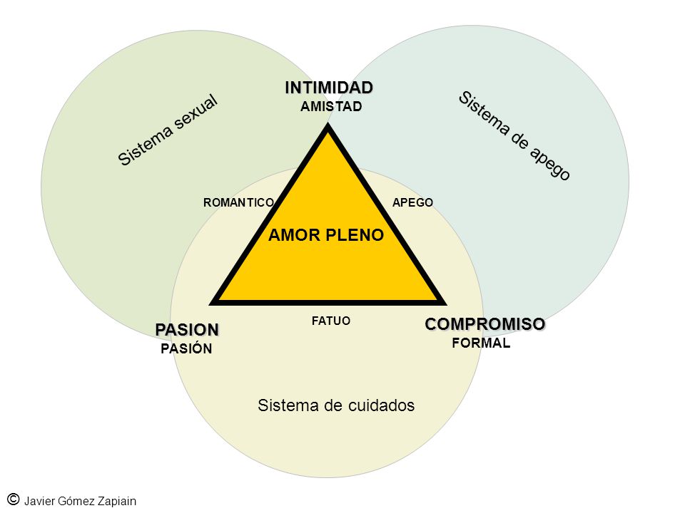 AMOR PLENO INTIMIDAD Sistema sexual Sistema de apego COMPROMISO PASION