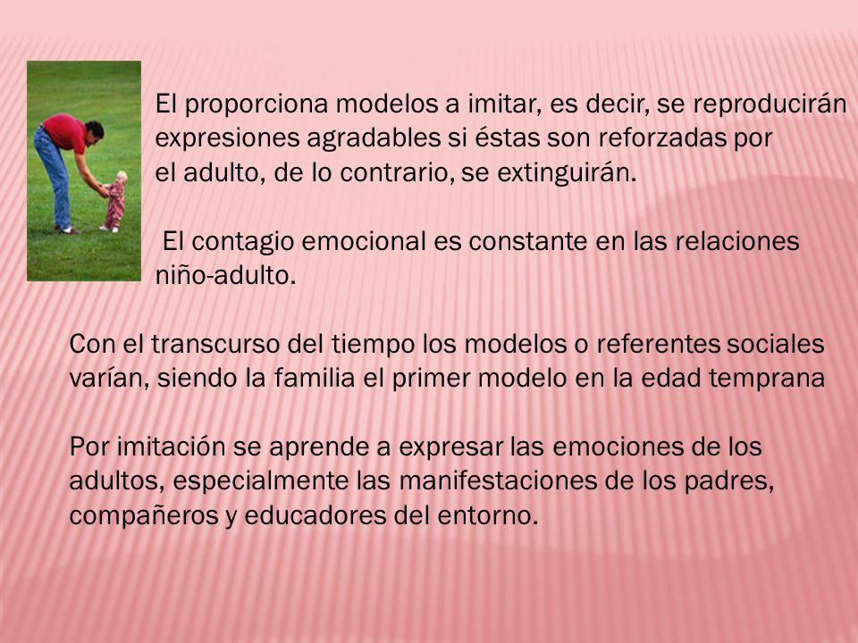 El proporciona modelos a imitar, es decir, se reproducirán