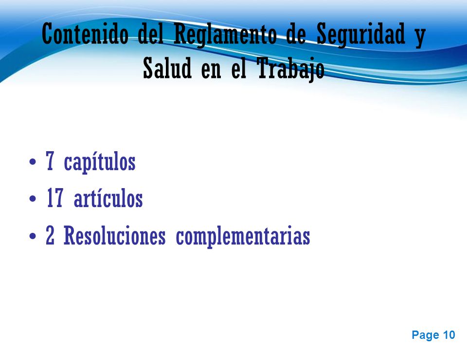 Contenido del Reglamento de Seguridad y Salud en el Trabajo