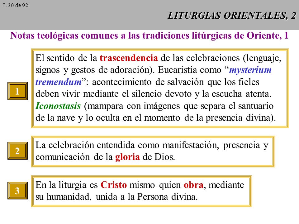 Notas teológicas comunes a las tradiciones litúrgicas de Oriente, 1
