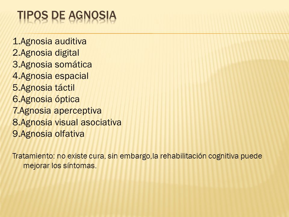 TIPOS DE AGNOSIA 1.Agnosia auditiva 2.Agnosia digital