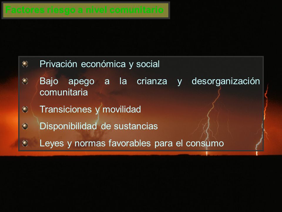 Factores riesgo a nivel comunitario
