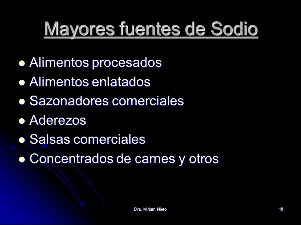 Mayores fuentes de Sodio