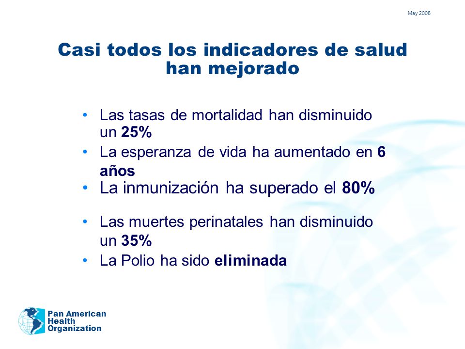 Casi todos los indicadores de salud han mejorado