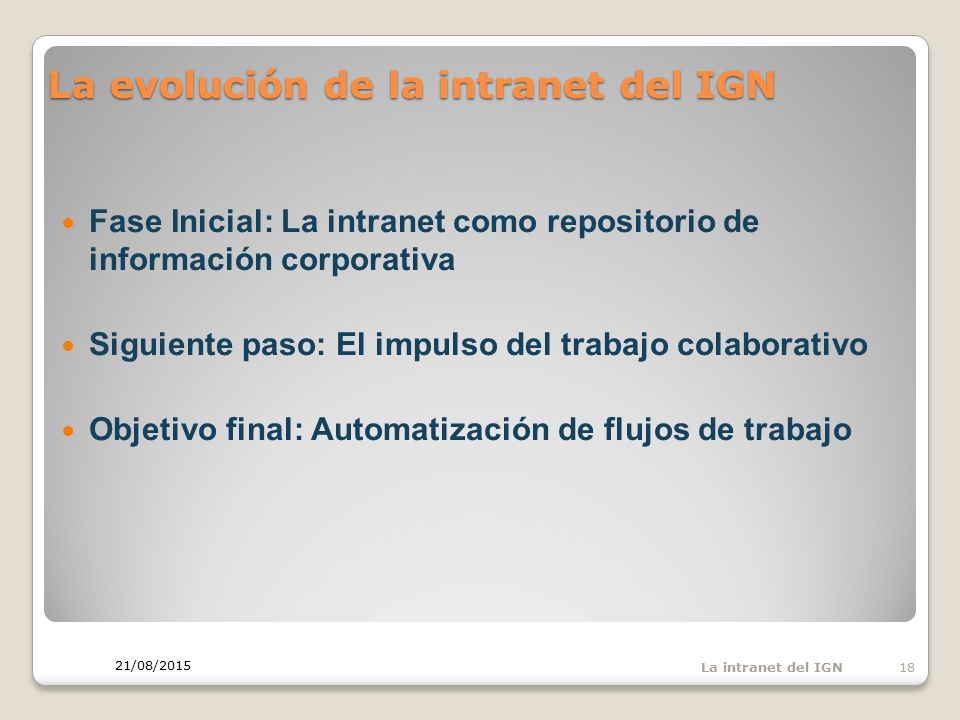 La evolución de la intranet del IGN