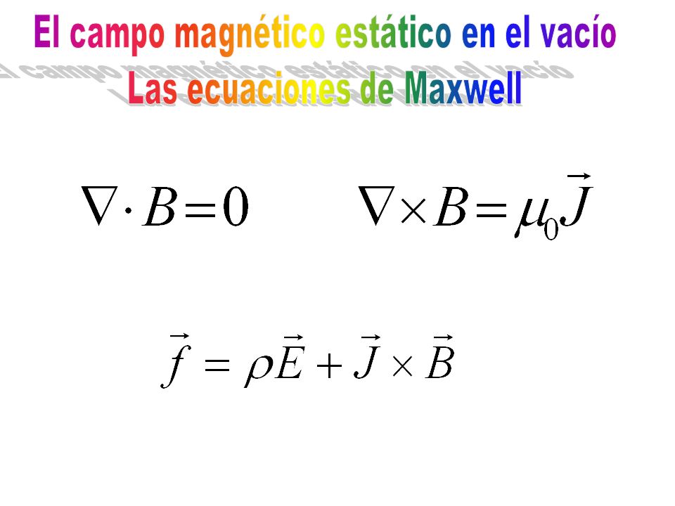 El campo magnético estático en el vacío Las ecuaciones de Maxwell