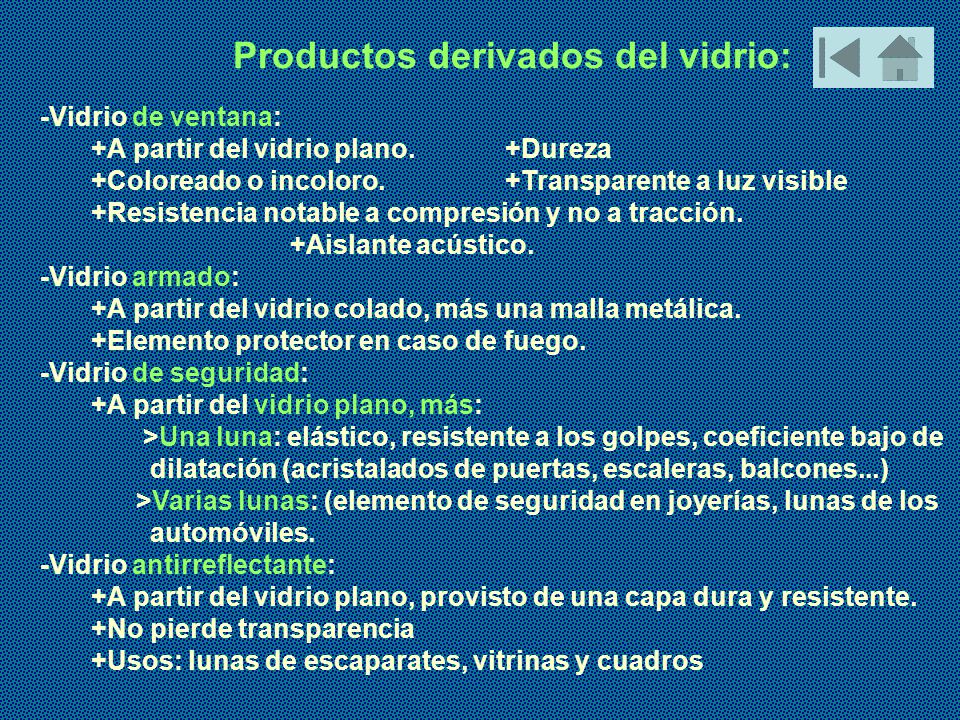Productos derivados del vidrio: