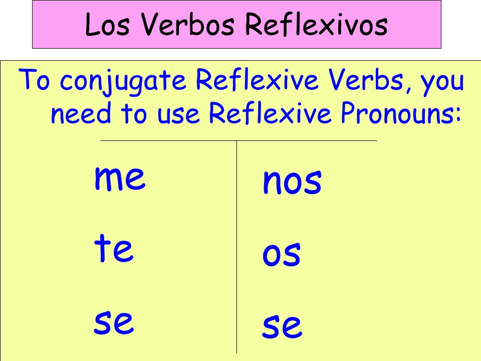 To conjugate Reflexive Verbs, you need to use Reflexive Pronouns: