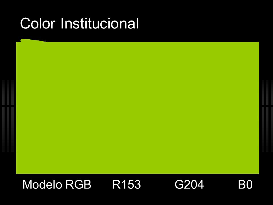 Color Institucional Modelo RGB R153 G204 B0