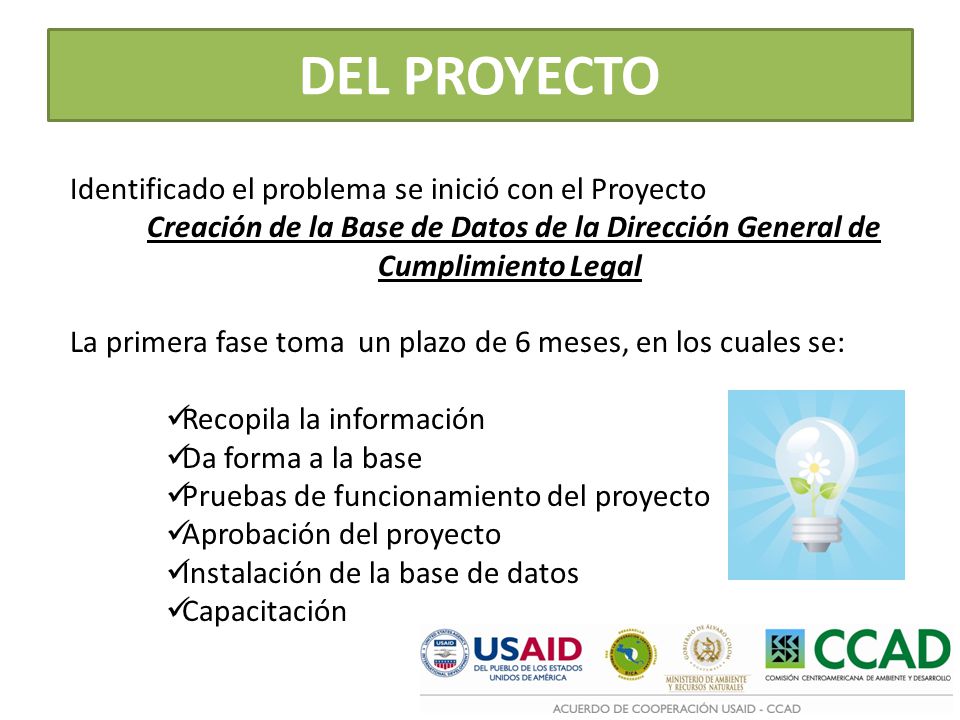 DEL PROYECTO Identificado el problema se inició con el Proyecto