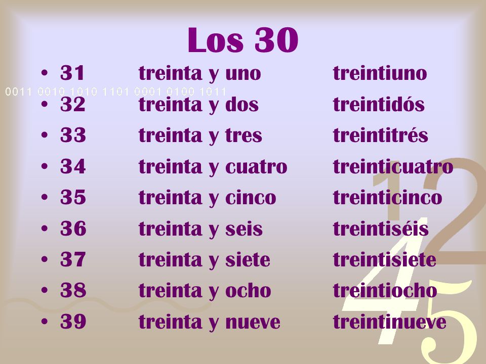 Los treinta y uno treintiuno 32 treinta y dos treintidós