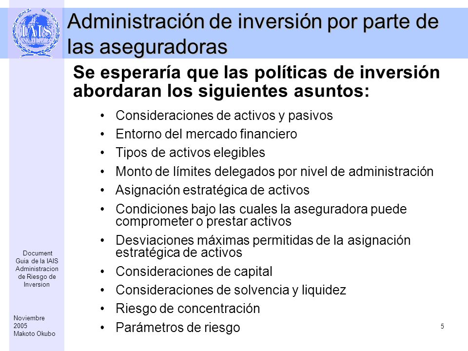 Administración de inversión por parte de las aseguradoras