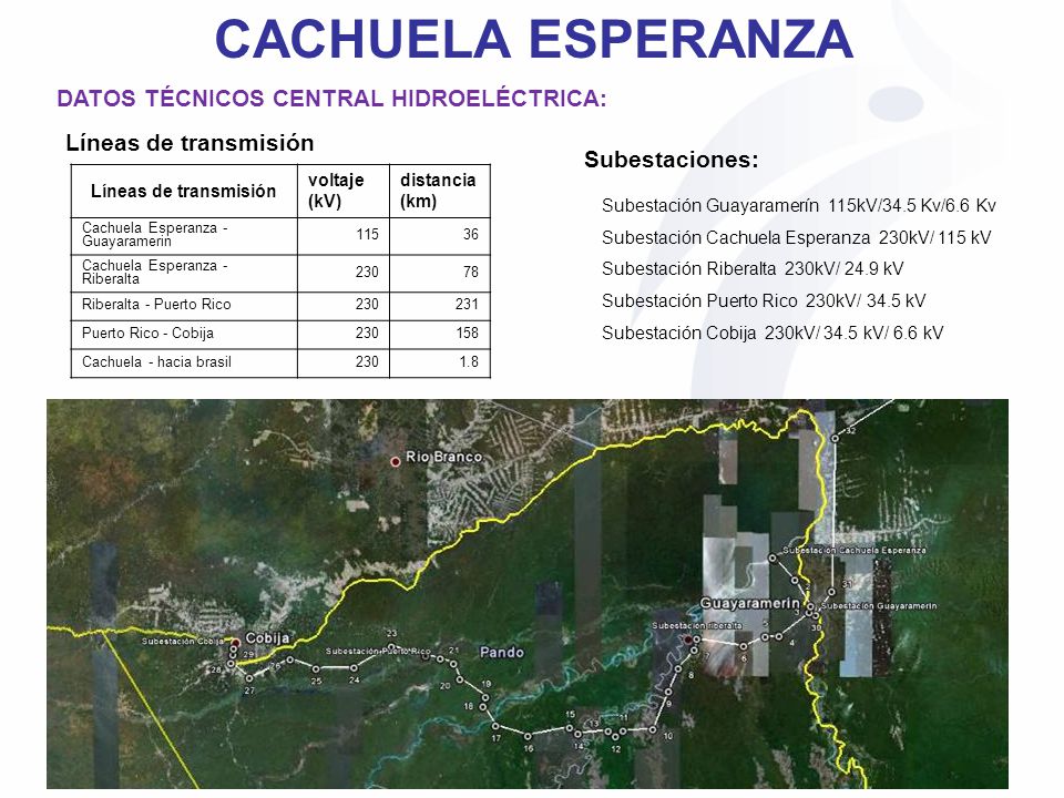 CACHUELA ESPERANZA DATOS TÉCNICOS CENTRAL HIDROELÉCTRICA: