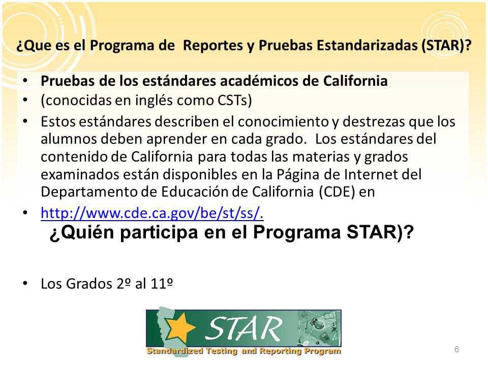 ¿Que es el Programa de Reportes y Pruebas Estandarizadas (STAR)