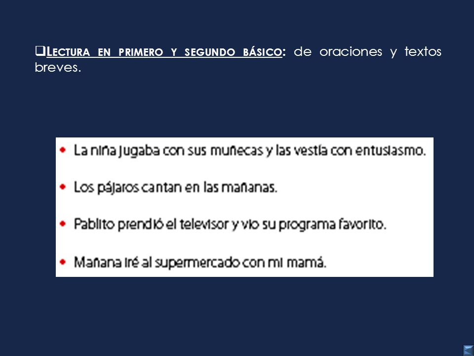 Lectura en primero y segundo básico: de oraciones y textos breves.
