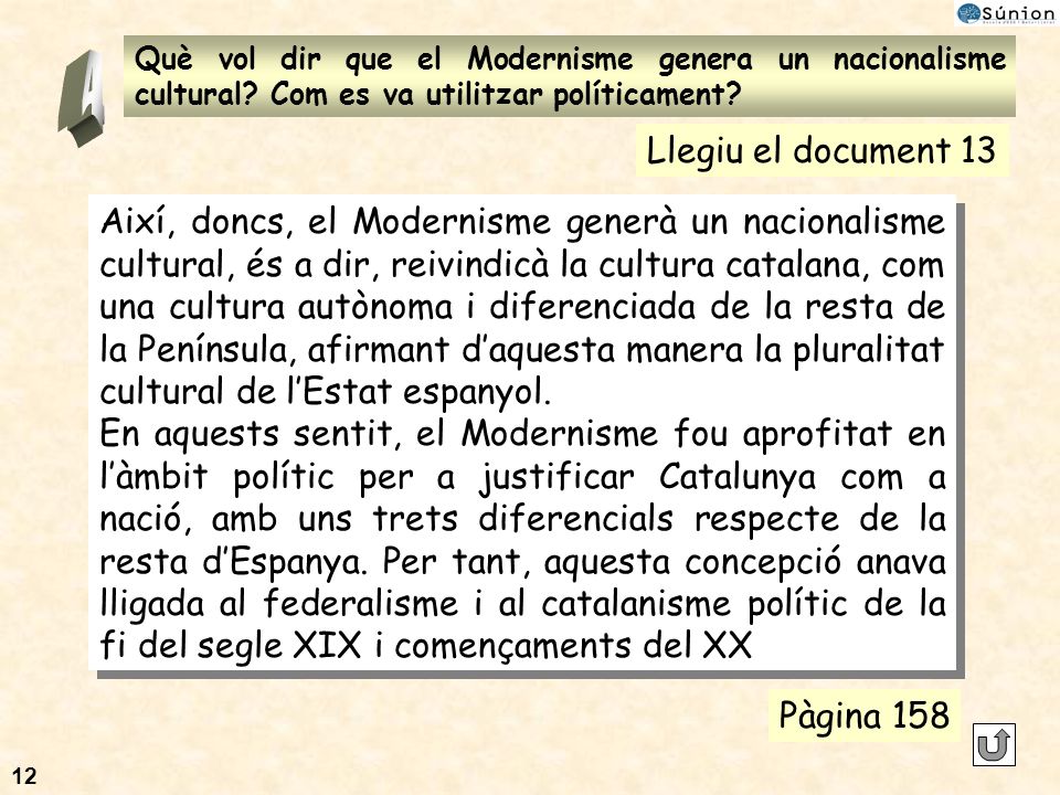 Què vol dir que el Modernisme genera un nacionalisme cultural