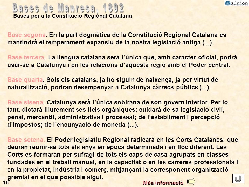 Bases de Manresa, 1892 Bases per a la Constitució Regional Catalana.
