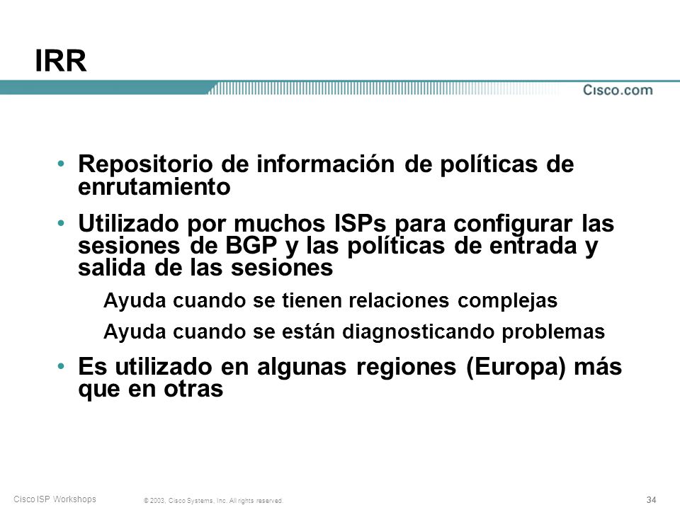 IRR Repositorio de información de políticas de enrutamiento
