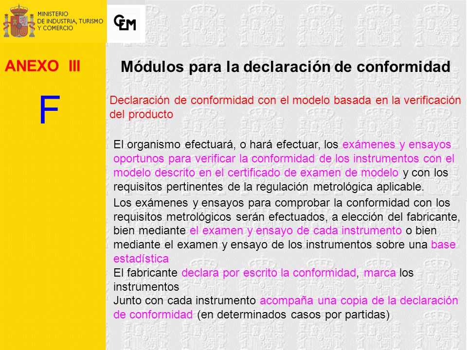 F Módulos para la declaración de conformidad ANEXO III
