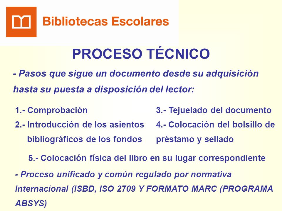 5.- Colocación física del libro en su lugar correspondiente