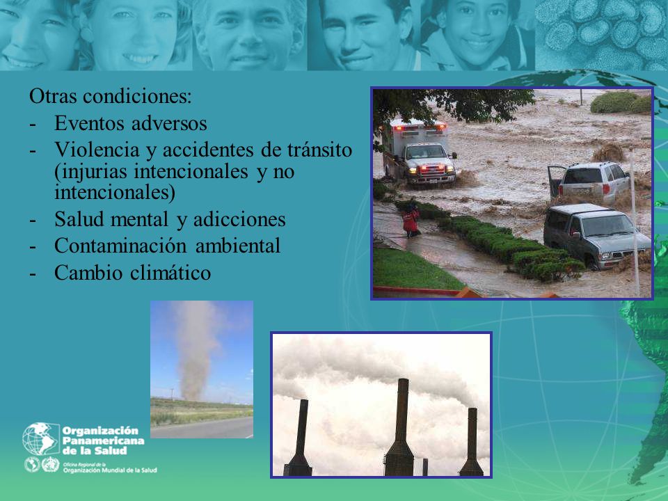 Otras condiciones: Eventos adversos. Violencia y accidentes de tránsito (injurias intencionales y no intencionales)
