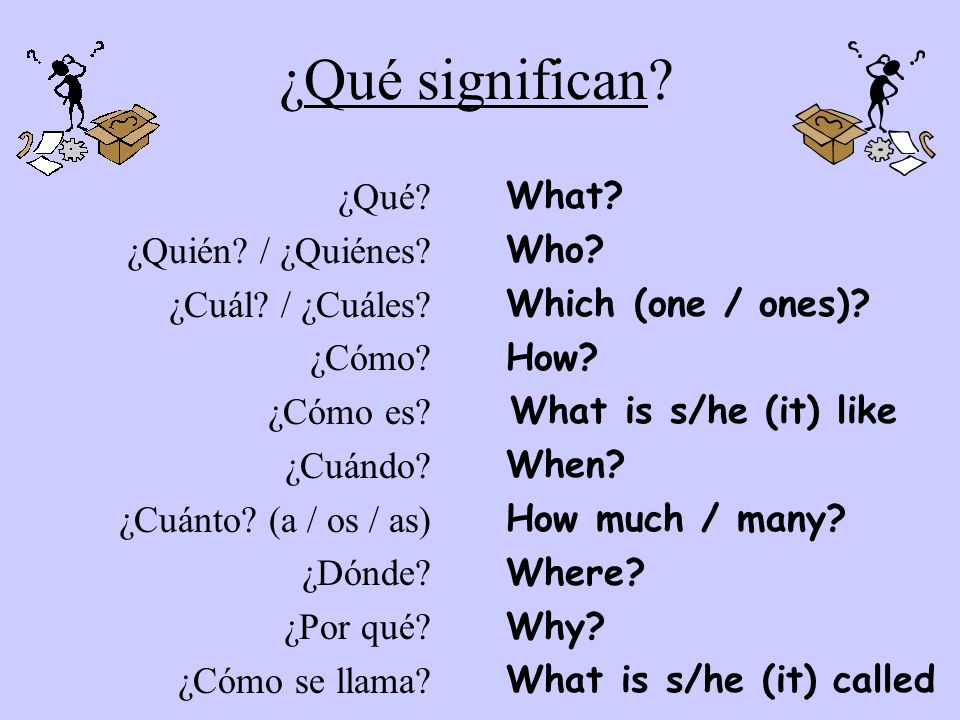 ¿Qué significan ¿Qué ¿Quién / ¿Quiénes ¿Cuál / ¿Cuáles ¿Cómo