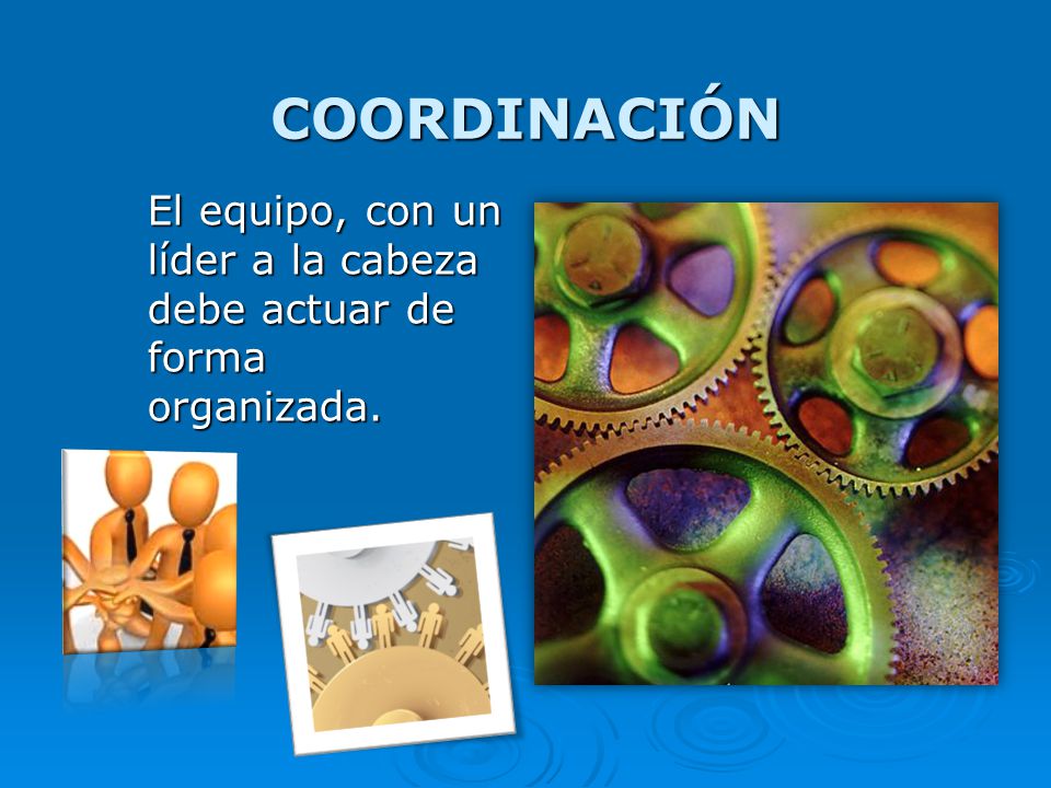 COORDINACIÓN El equipo, con un líder a la cabeza debe actuar de forma organizada.
