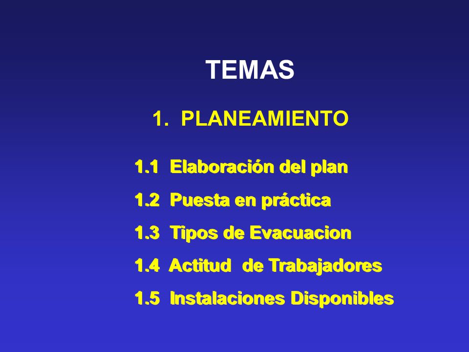 TEMAS 1. PLANEAMIENTO 1.1 Elaboración del plan 1.2 Puesta en práctica