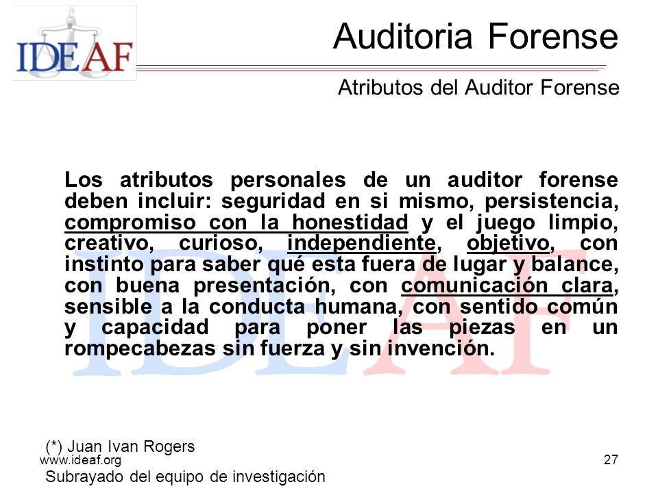 Auditoria Forense Atributos del Auditor Forense